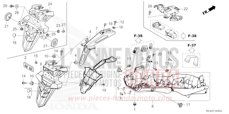 KOTFLUEGEL, HINTEN von Hornet 750 DEGITAL SILVER METALLIC (NHA30) von 2025